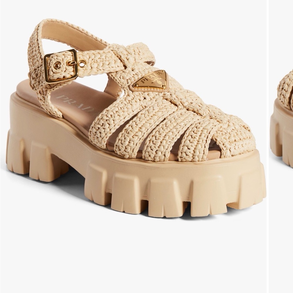 Prada Women's Fisherman Crochet Platform Sandals